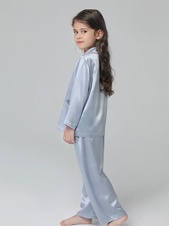 19 Momme Kids Silk Pajamas Set Boys and Girls Silk PJs [FS153