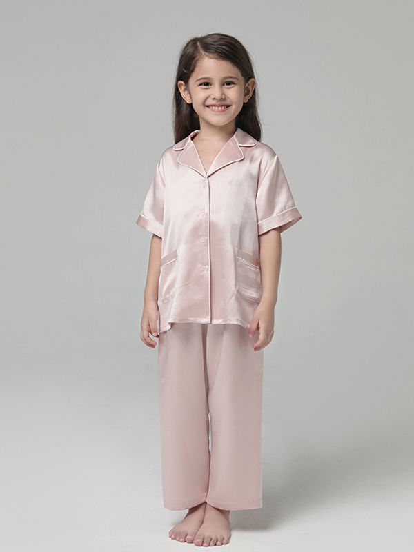 Girls Short-sleeve Silk Pajamas Set 