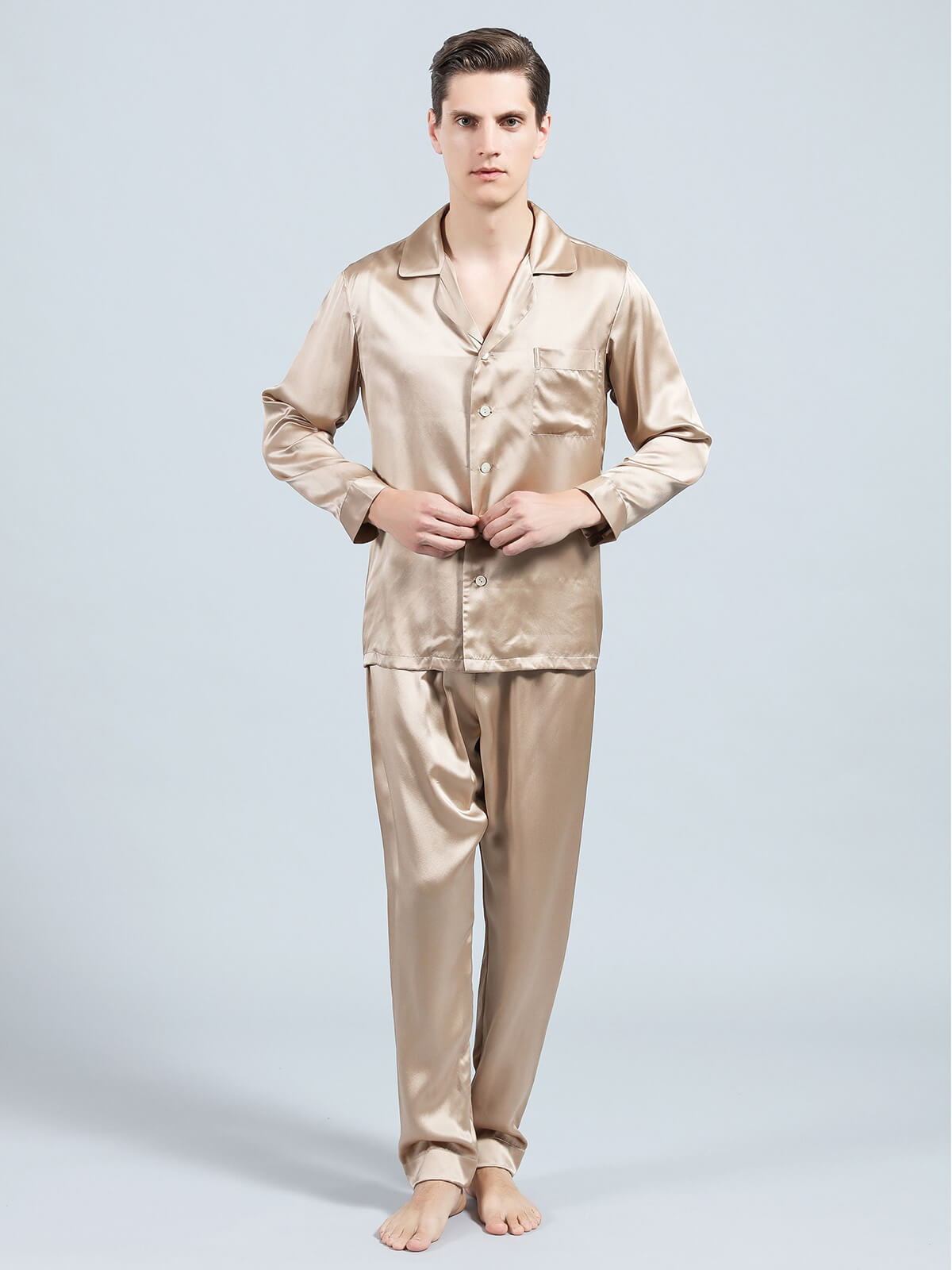 100% Pure Grade 6A Mulberry Silk Pajamas for Men