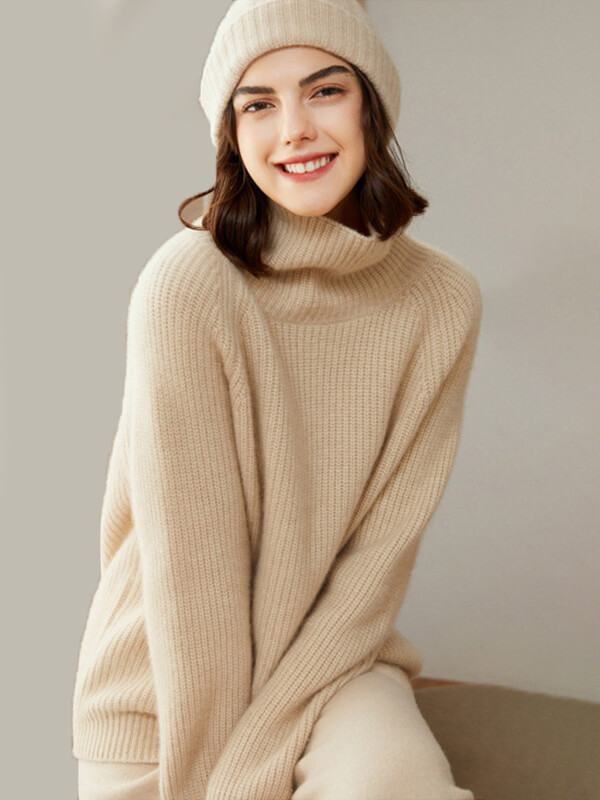 Women's Turtleneck Sweater In Cashmere And Silk Lurex Knit by