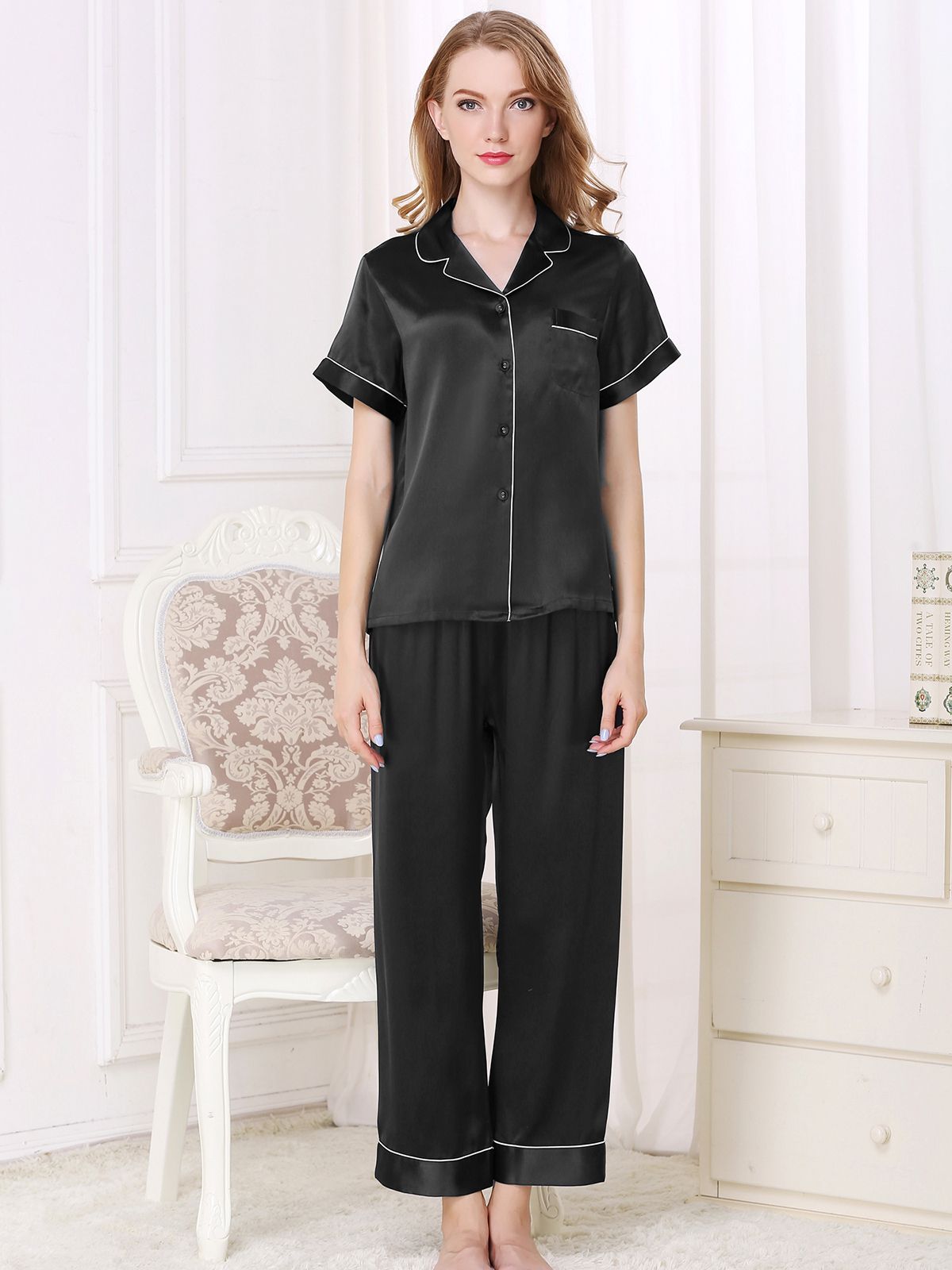 100% Mulberry Silk Nightwear for Women, Pure Silk Sleepwear