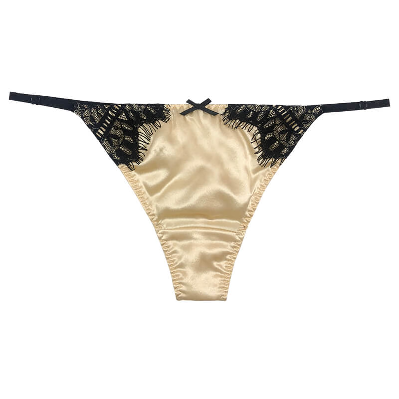 Silk G-string Briefs with Floral Lace Edge [FST26] - $36.99 ...