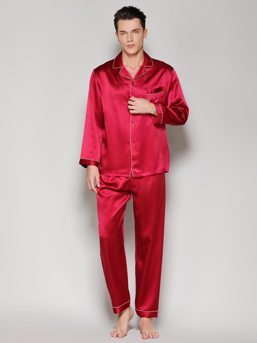 100% Pure Grade 6A Mulberry Silk Pajamas for Men