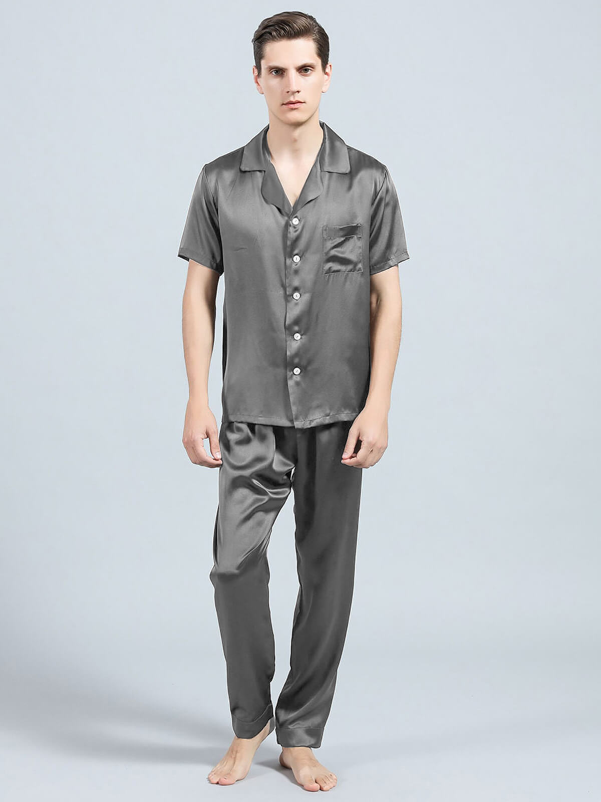 100% Pure Grade 6A Mulberry Silk Pajamas for Men