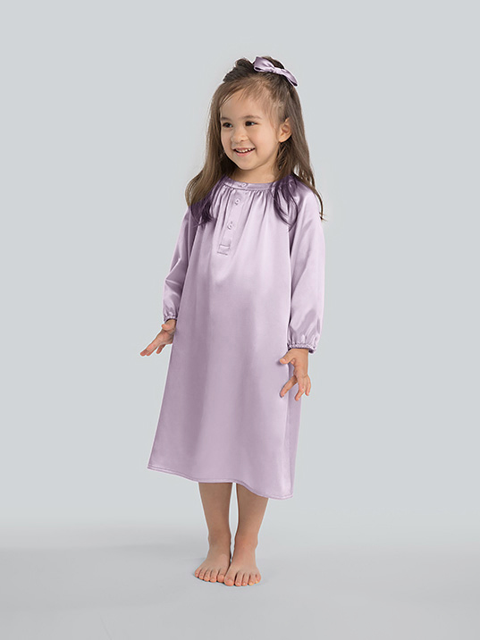 19 Momme Long Sleeve Silk Nightgown for Girls FS220 120.00