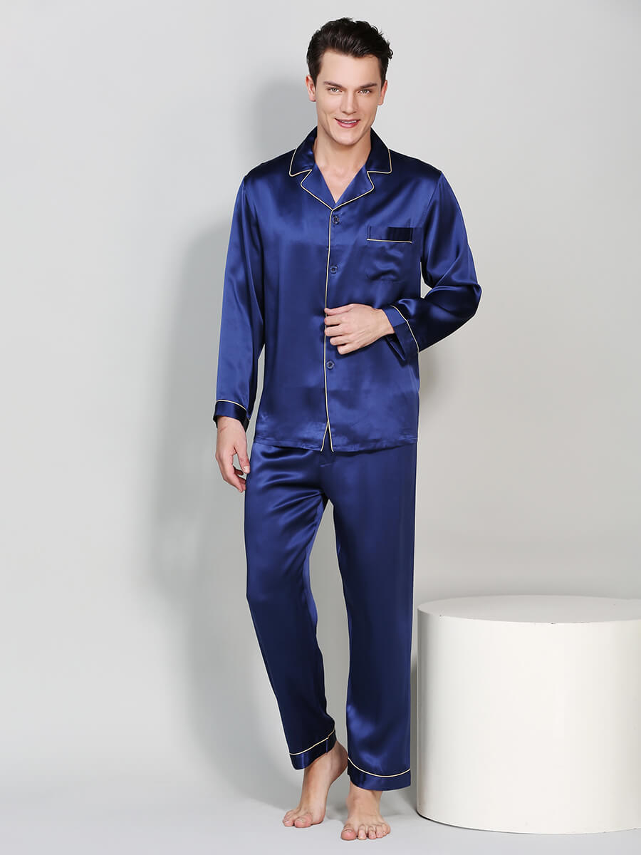 100% Pure Grade 6A Mulberry Silk Pajamas for Men