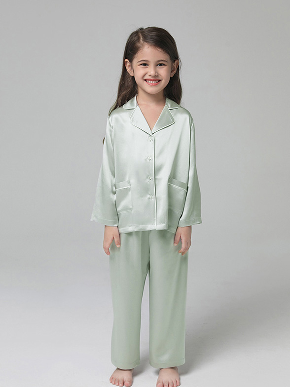 19 Momme Kids Silk Pajamas Set Boys and Girls Silk PJs [FS153