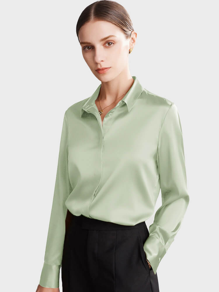 Silk Chiffon Blusas 1808 100%Mulberry Silk Chiffon Fabric Shirts Women  Blouses Organic Silk Fabric Women Shirt