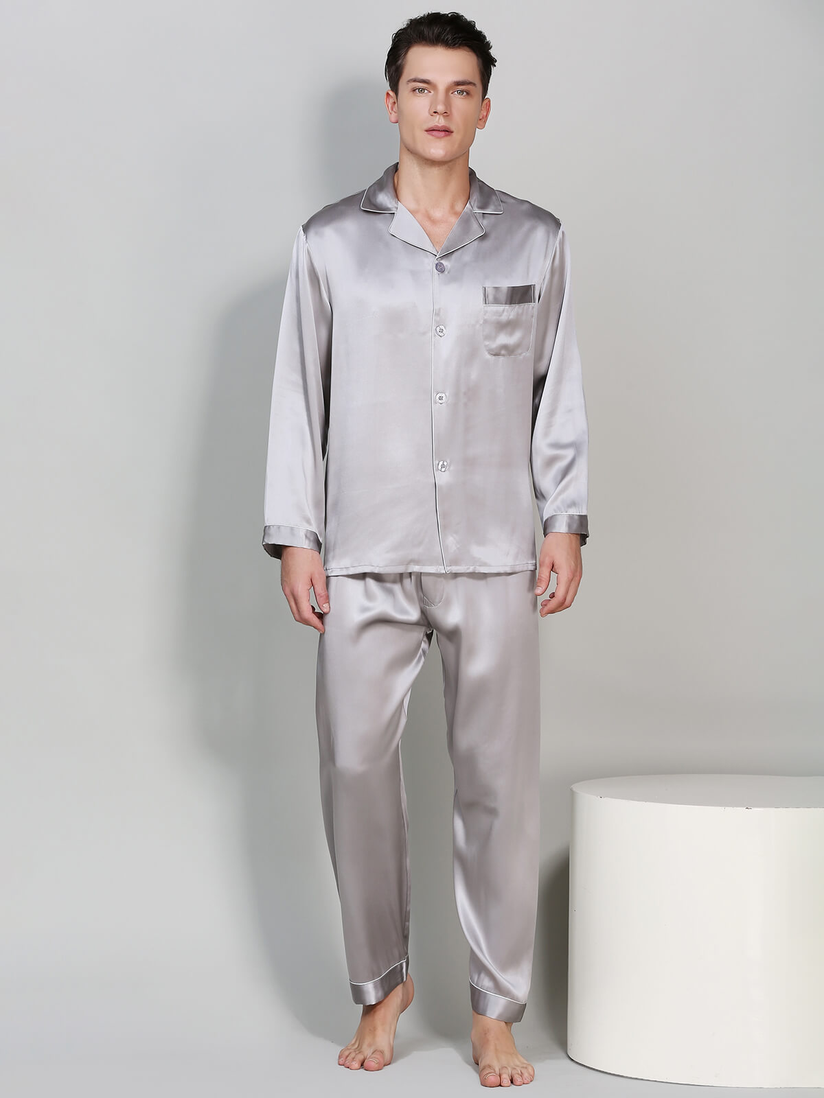 100% Pure Grade 6A Mulberry Silk Pajamas for Men