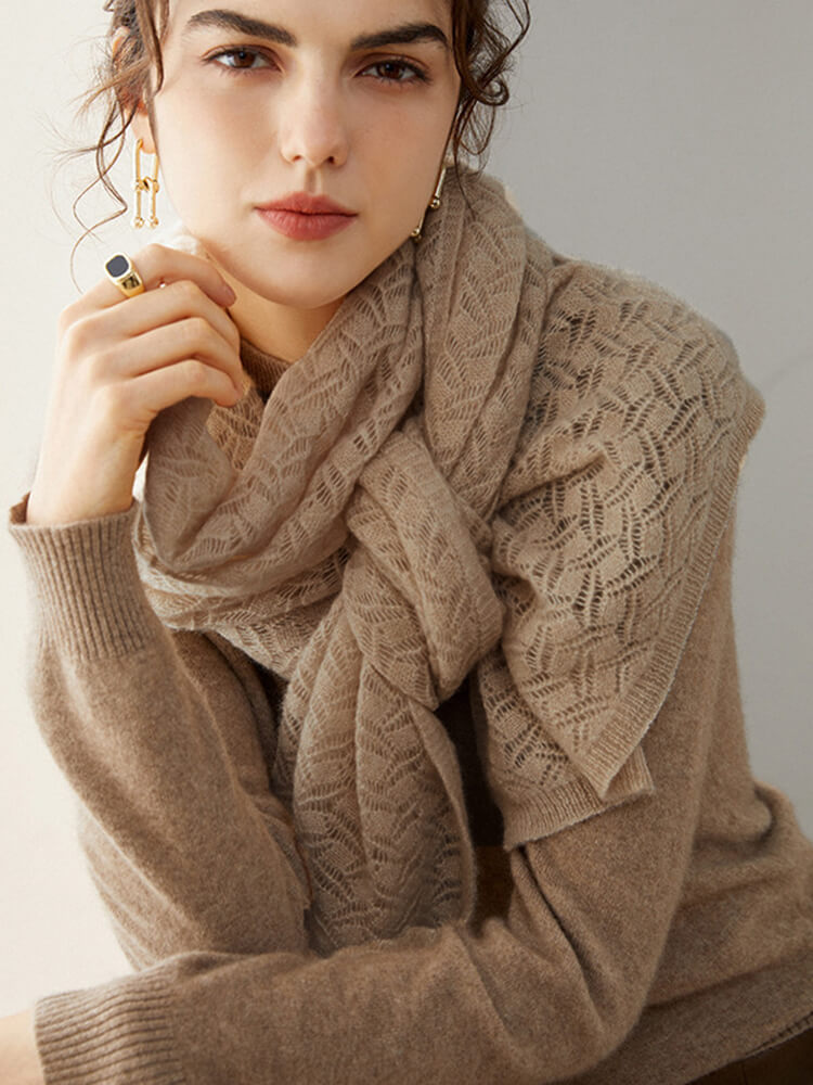 Hollow Knit Pure Cashmere Wrap Scarf [CW009] - $185.00 : FreedomSilk, Best  Silk Pillowcases, Silk Sheets, Silk Pajamas For Women, Silk Nightgowns  Online Store