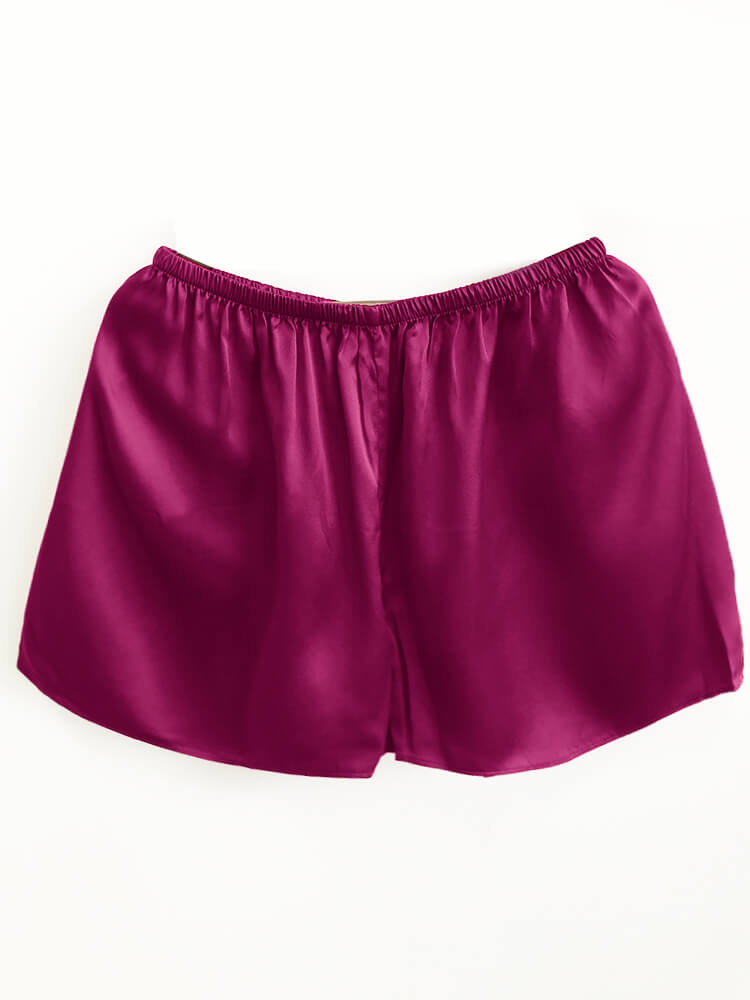 (S/Rose Red) Brand New Womens Silk Sleep Shorts