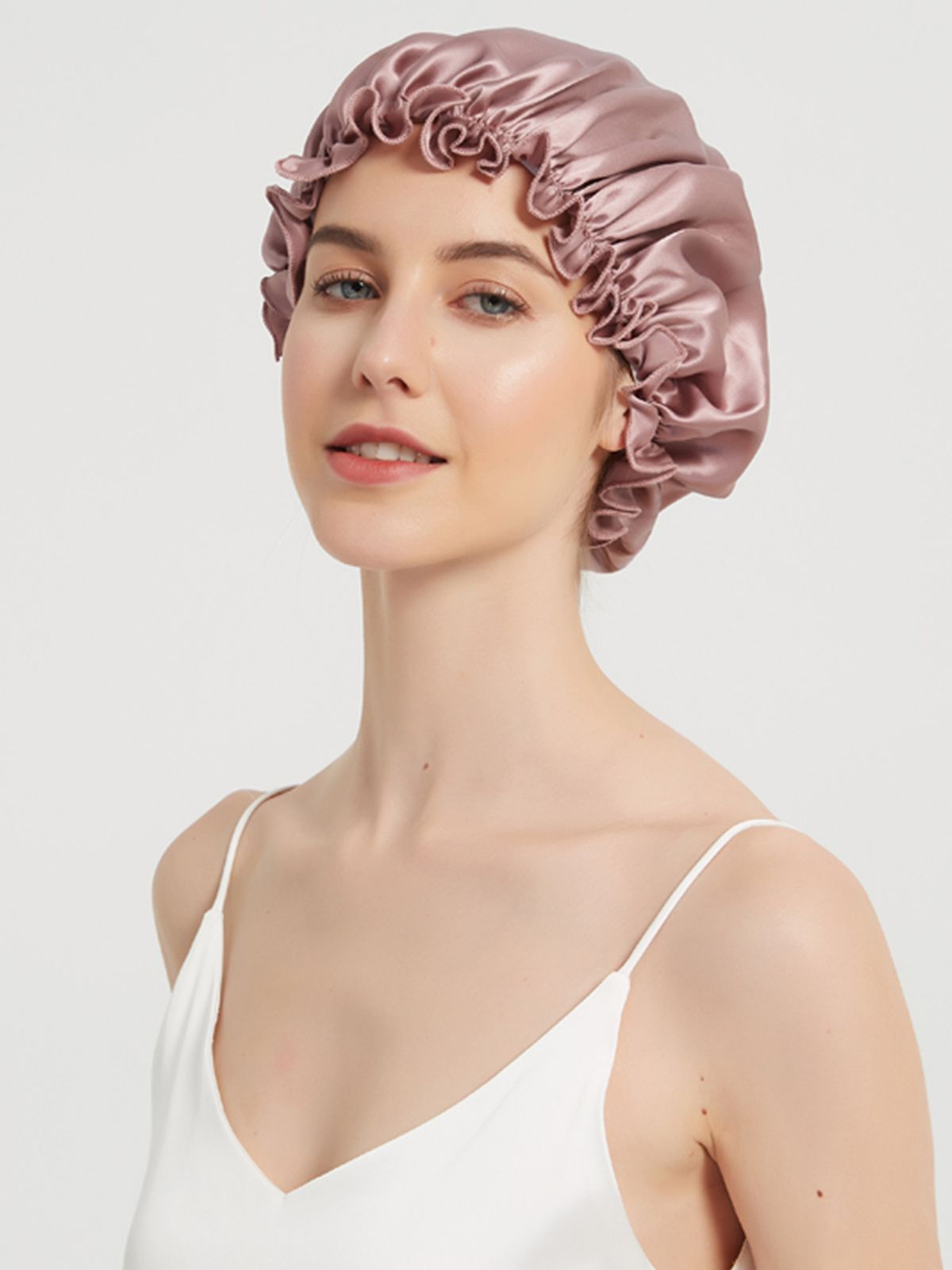 Flounced Pure Mulberry Silk Night Sleep Caps