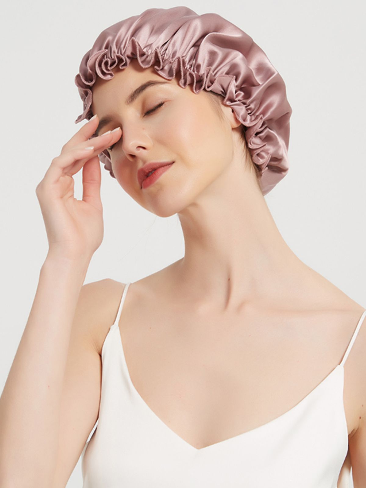 Flounced Pure Mulberry Silk Night Sleep Caps