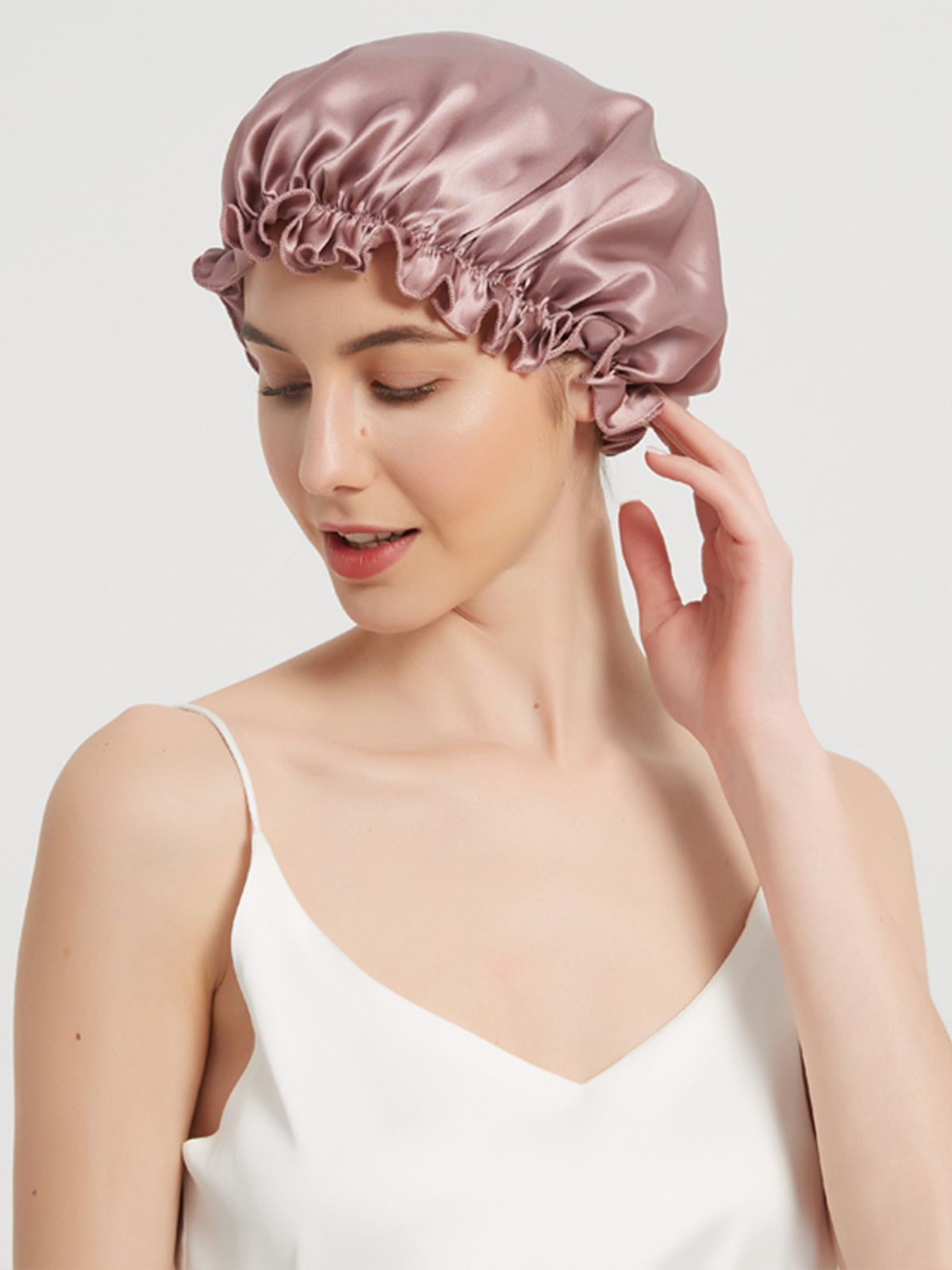 Flounced Pure Mulberry Silk Night Sleep Caps