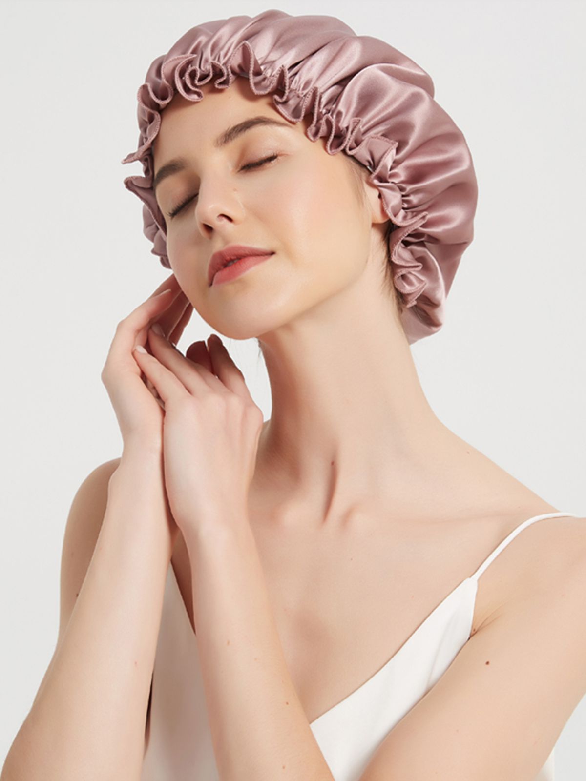 Flounced Pure Mulberry Silk Night Sleep Caps