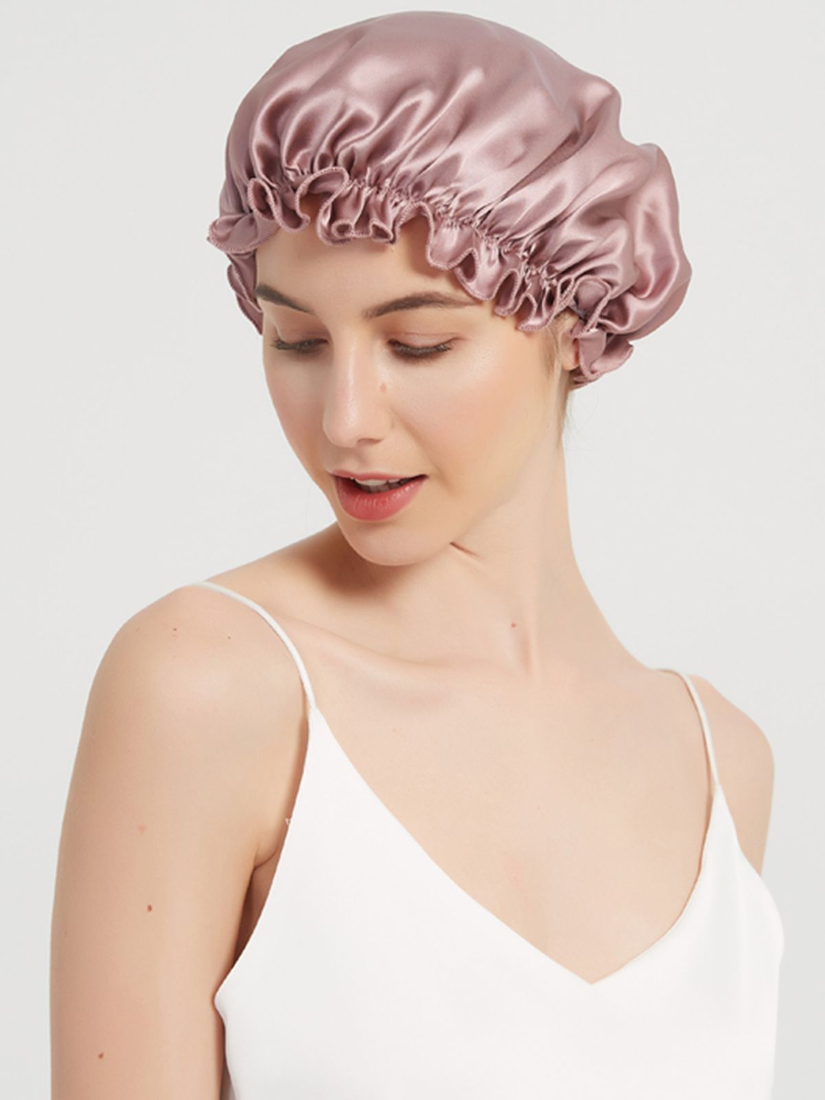 Flounced Pure Mulberry Silk Night Sleep Caps