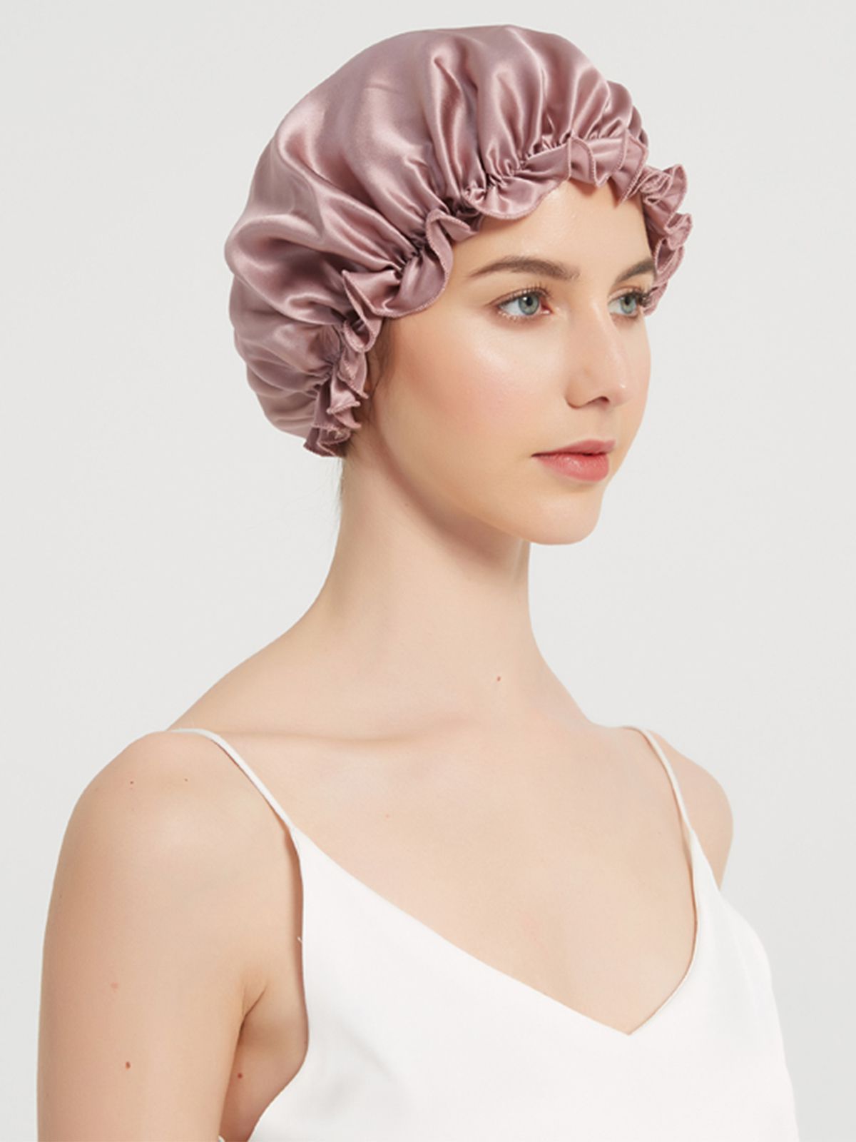 Flounced Pure Mulberry Silk Night Sleep Caps