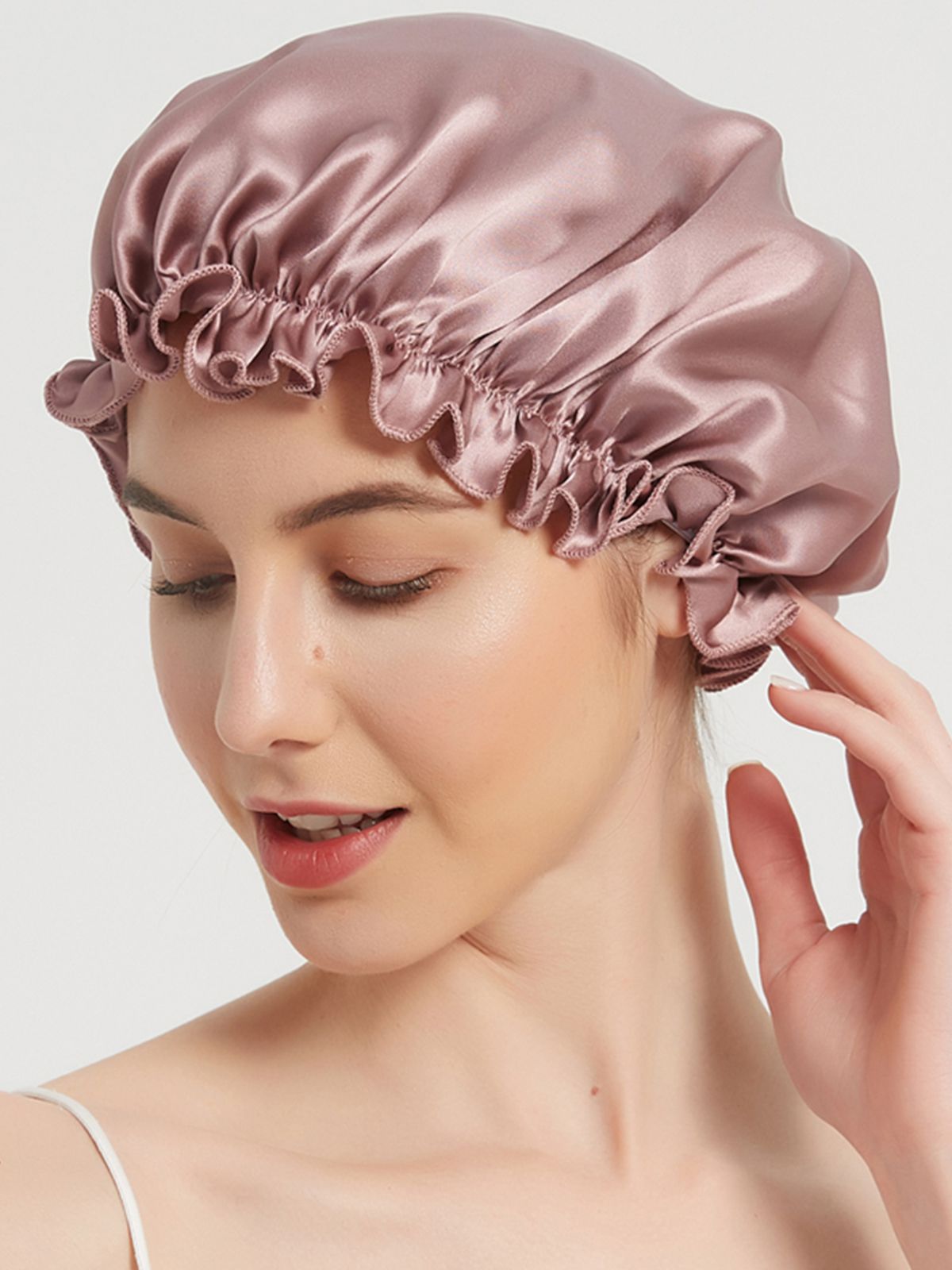 Flounced Pure Mulberry Silk Night Sleep Caps