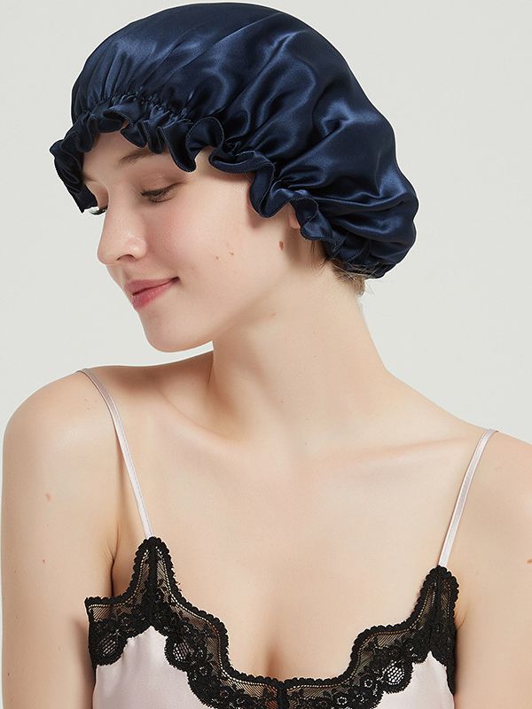 Flounced Pure Mulberry Silk Night Sleep Caps