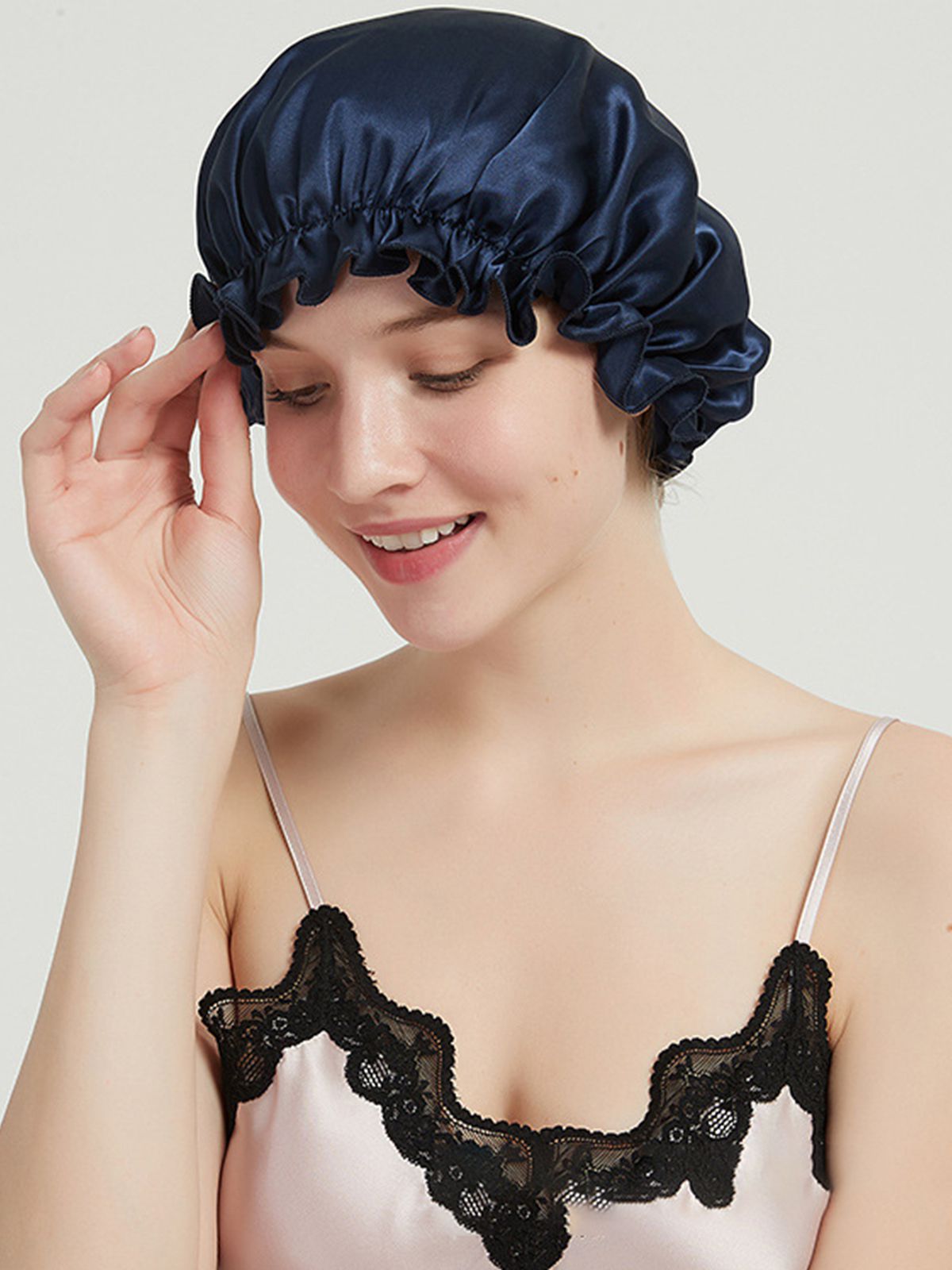 Flounced Pure Mulberry Silk Night Sleep Caps