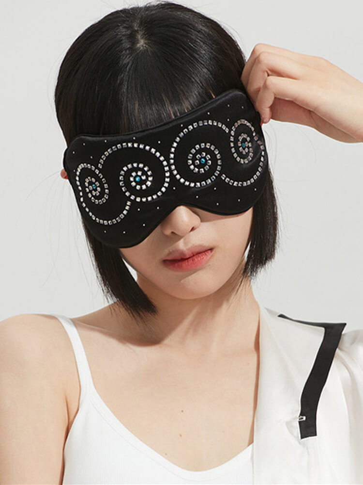 Queen Rhinestone Luxury 100% Silk Eye Mask