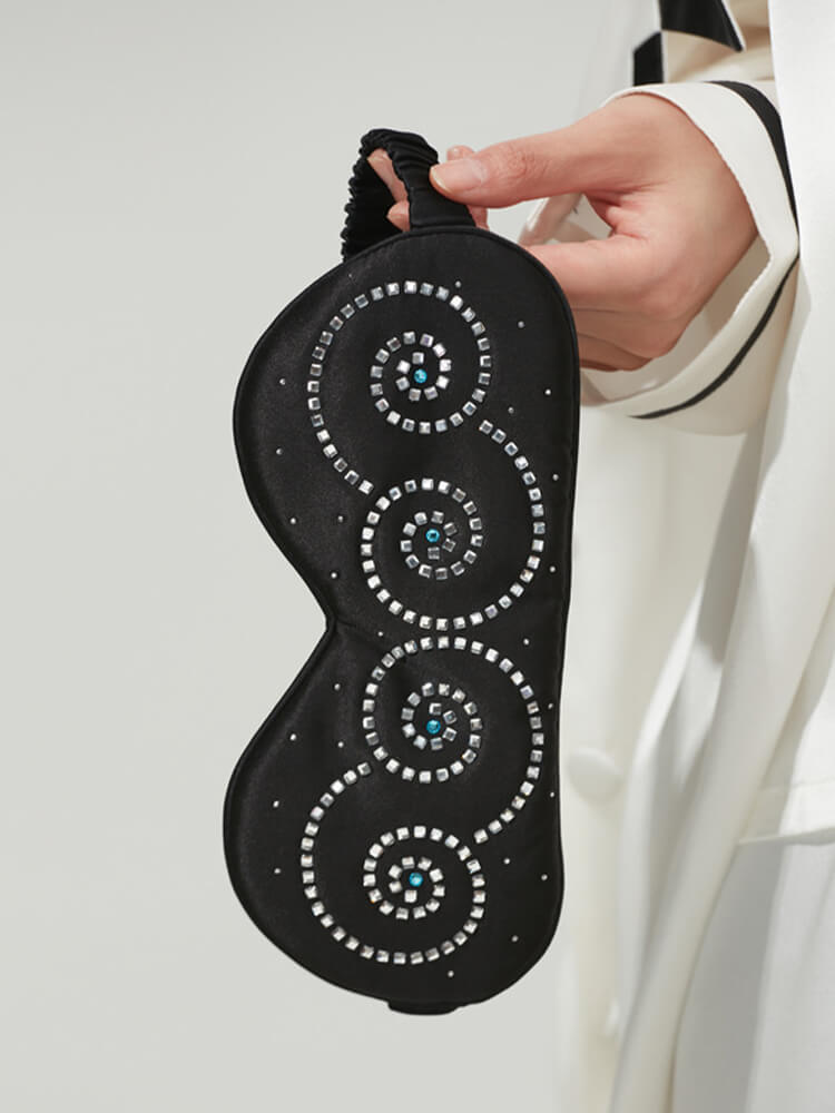 Queen Rhinestone Luxury 100% Silk Eye Mask