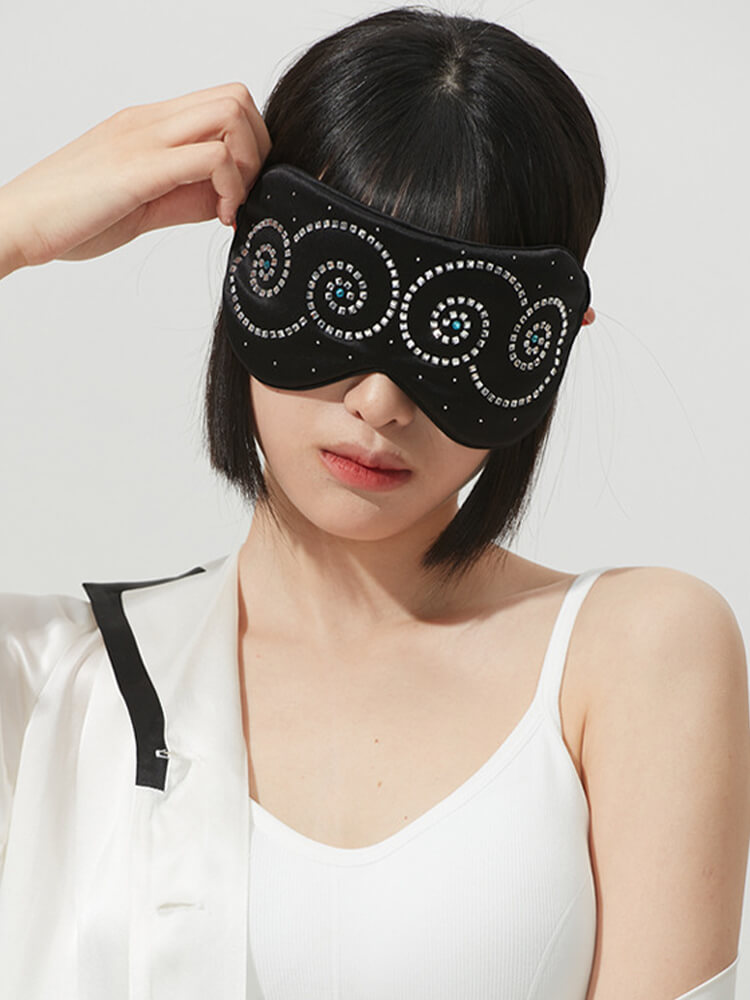 Queen Rhinestone Luxury 100% Silk Eye Mask