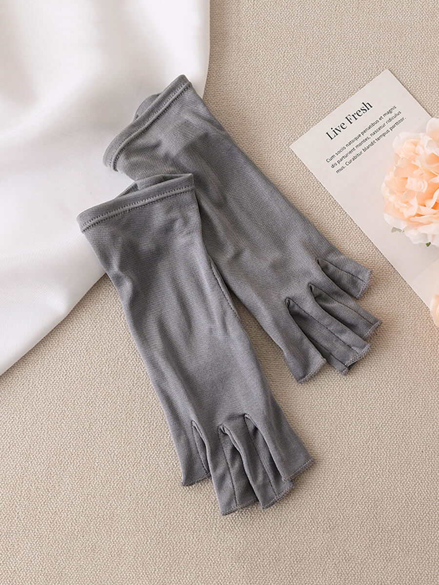 Women's Silk Fingerless Gloves Soft Breathable UV Protection