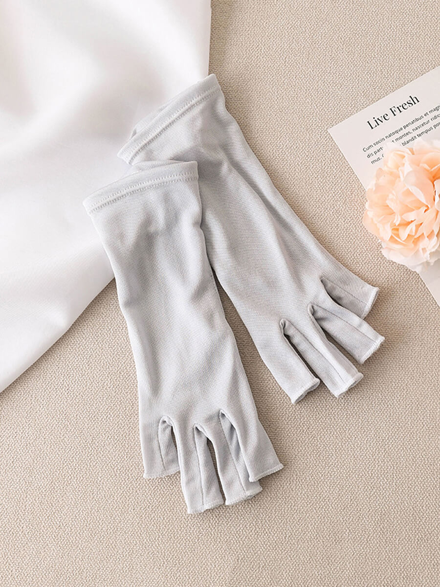 Women's Silk Fingerless Gloves Soft Breathable UV Protection