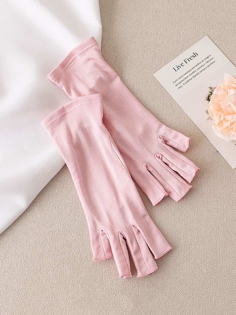 Women's Silk Fingerless Gloves Soft Breathable UV Protection