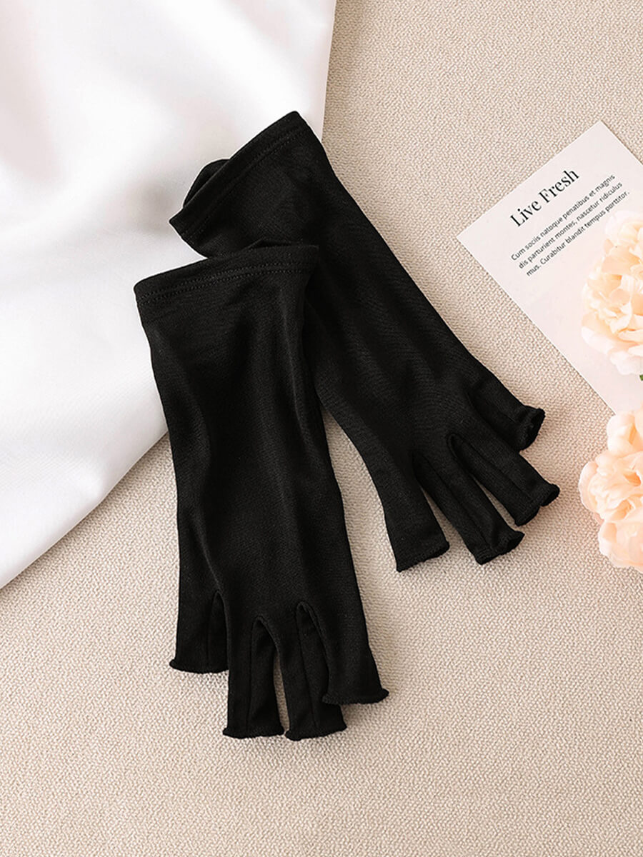 Women's Silk Fingerless Gloves Soft Breathable UV Protection