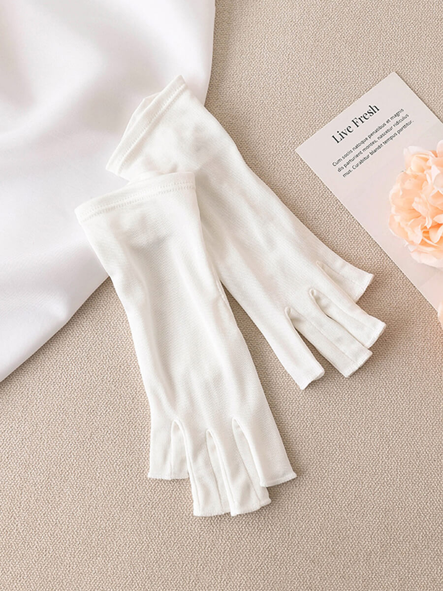 Women's Silk Fingerless Gloves Soft Breathable UV Protection