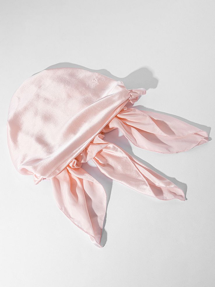 Charming Silk Night Sleep Hat With Ribbons