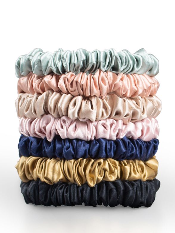 6 Pack Small Size Flower Silk Hair Scrunchies - Click Image to Close