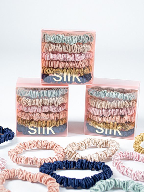 6 Pack Small Size Flower Silk Hair Scrunchies