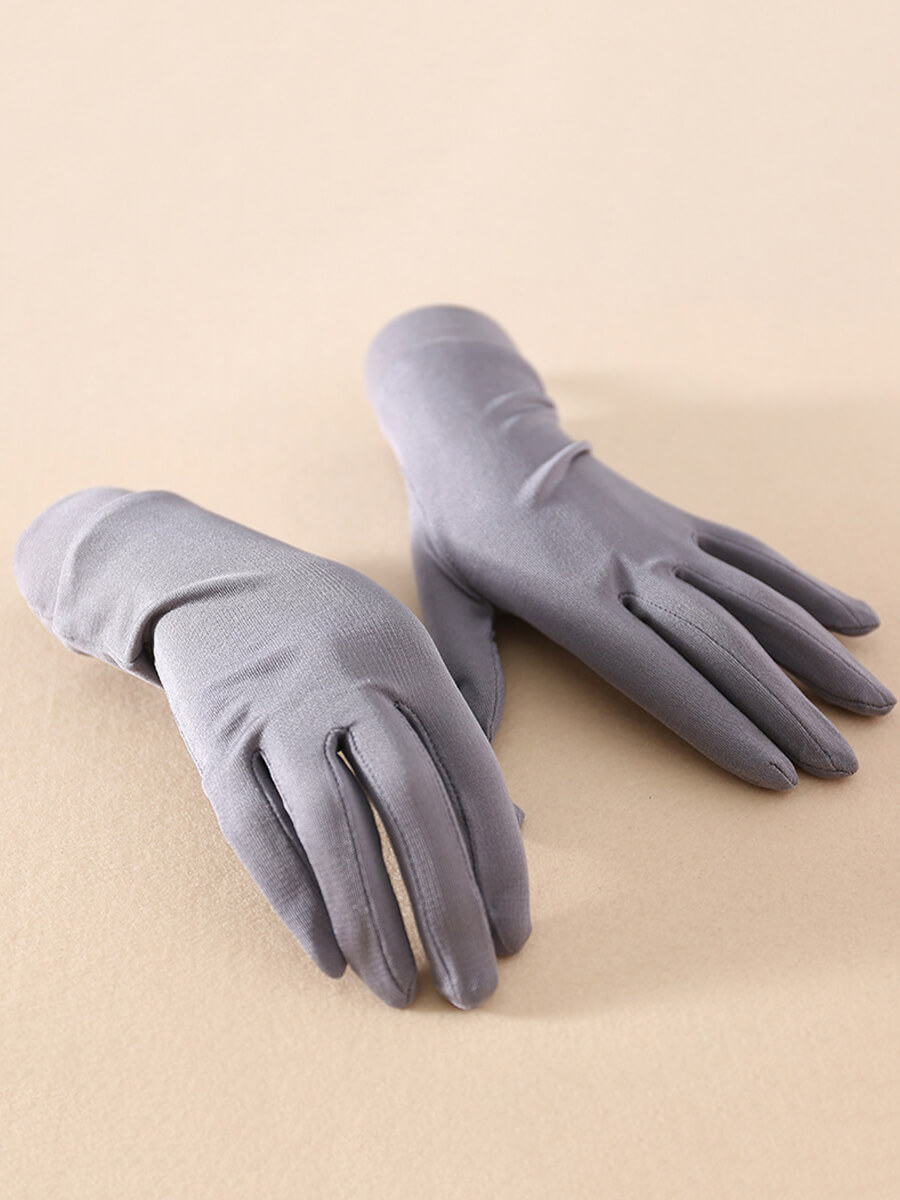 Women's Full-Finger Silk Gloves Soft Breathable UV Protection