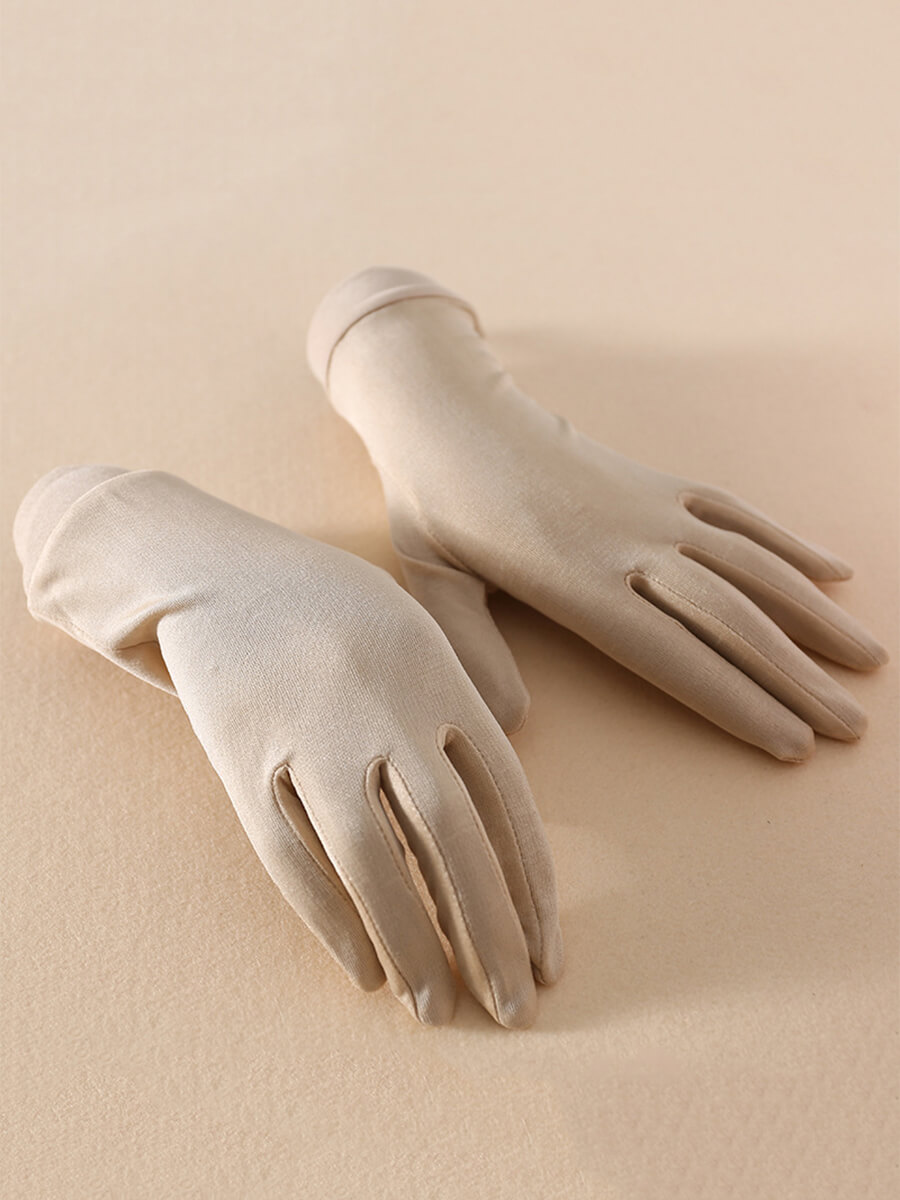 Women's Full-Finger Silk Gloves Soft Breathable UV Protection