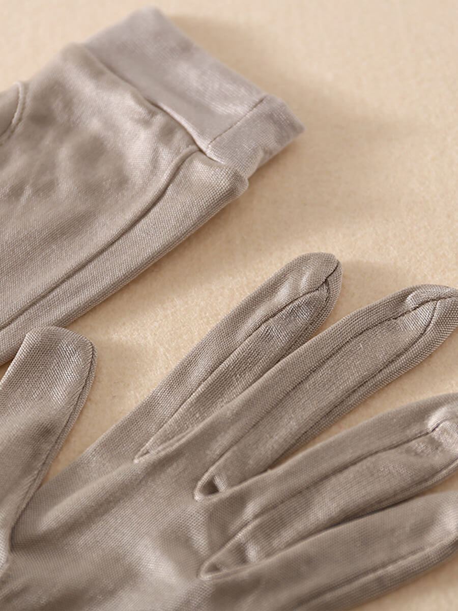 Women's Full-Finger Silk Gloves Soft Breathable UV Protection