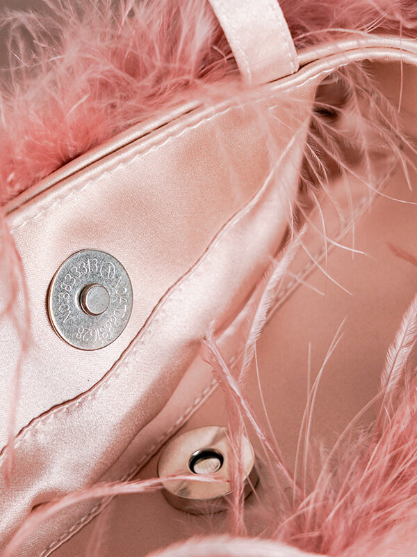 Silk Handbag with Feather