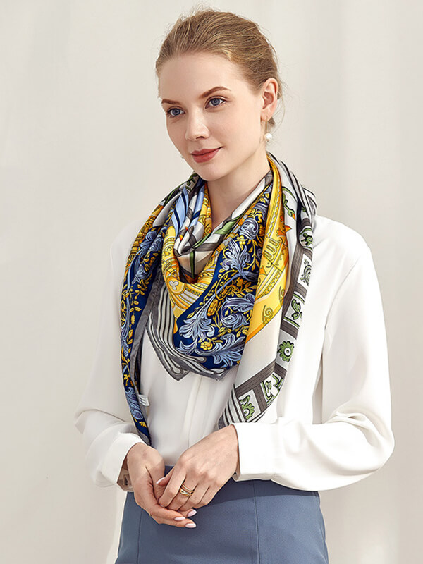 41"x41" Ladies Big Square Mulberry Silk Scarf Printed Silk Shawl