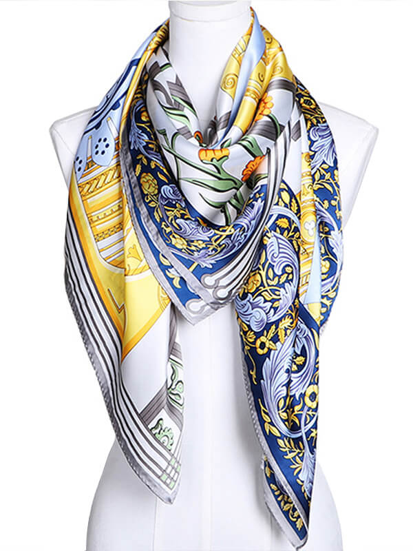 41"x41" Ladies Big Square Mulberry Silk Scarf Printed Silk Shawl
