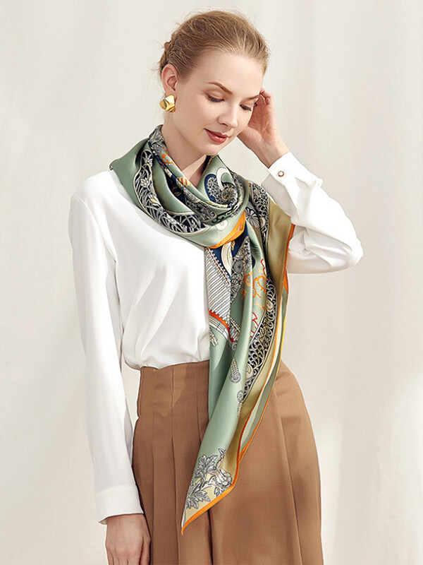 41"x41" Ladies Big Square Mulberry Silk Scarf Printed Silk Shawl