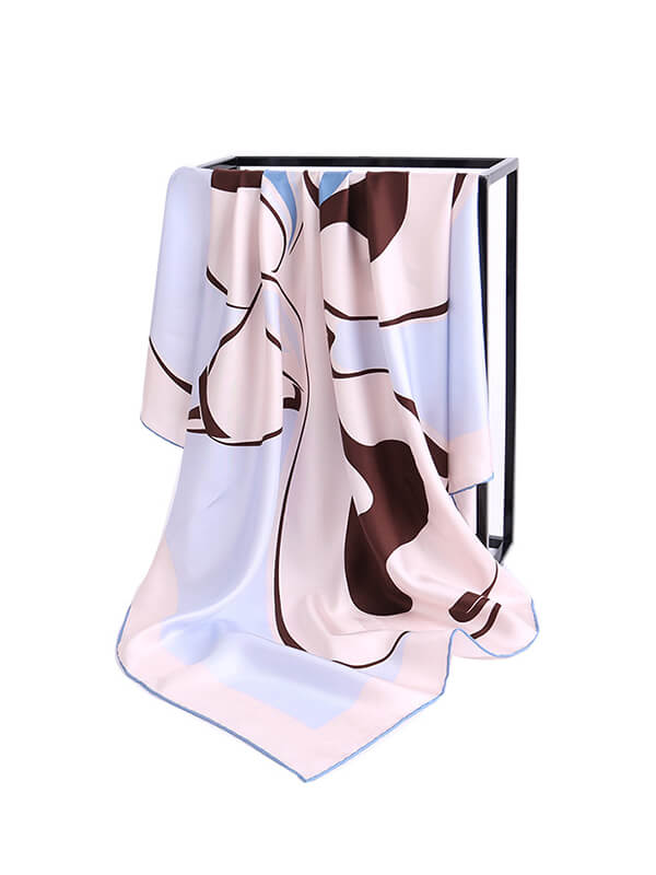 35"x35" Elegant Printed Mulberry Silk Square Scarf For Women