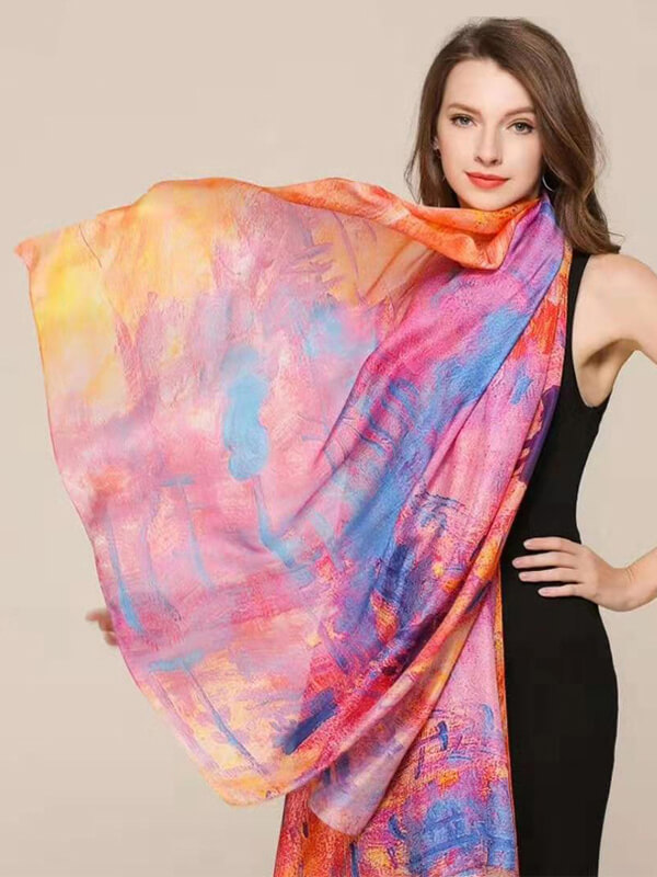 76"x53" Tie dye Silk Shawl Luxurious Large Silk Scarf for Women