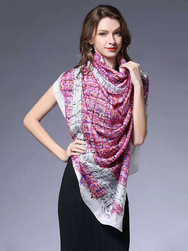 76x53 Tie dye Silk Shawl Luxurious Large Silk Scarf for Women