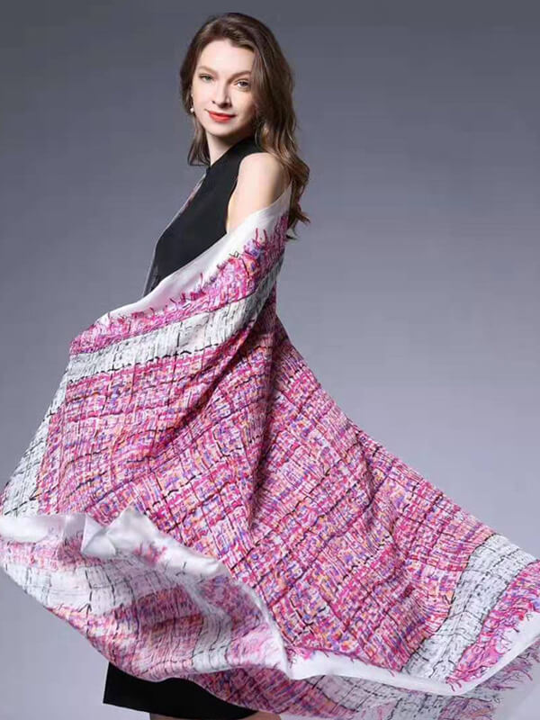 76"x53" Tie dye Silk Shawl Luxurious Large Silk Scarf for Women