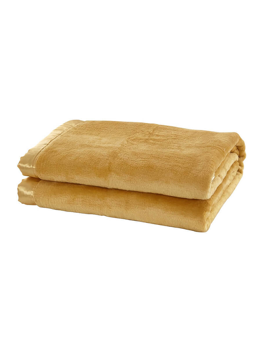 Gold Mulberry Silk Blanket with Silk Charmeuse Boarder