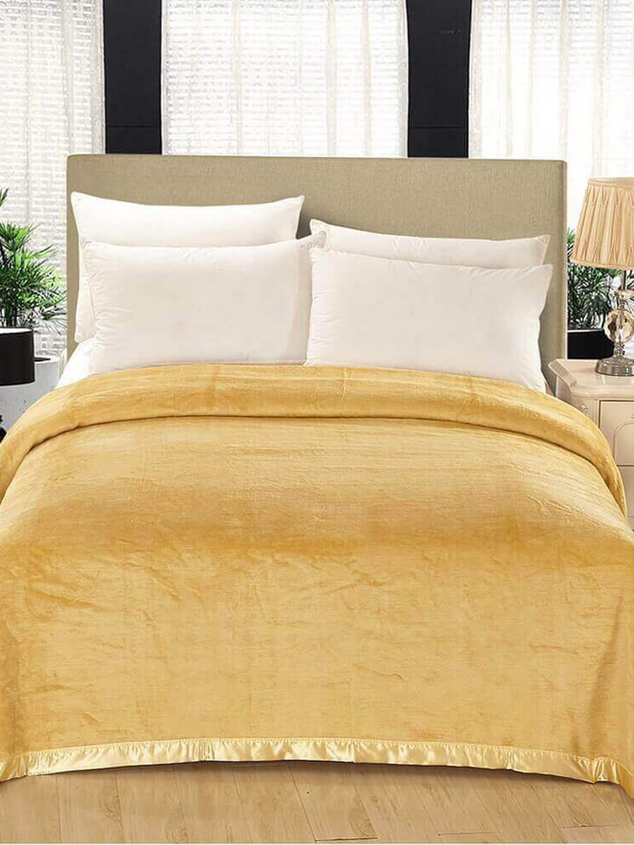 Gold Mulberry Silk Blanket with Silk Charmeuse Boarder