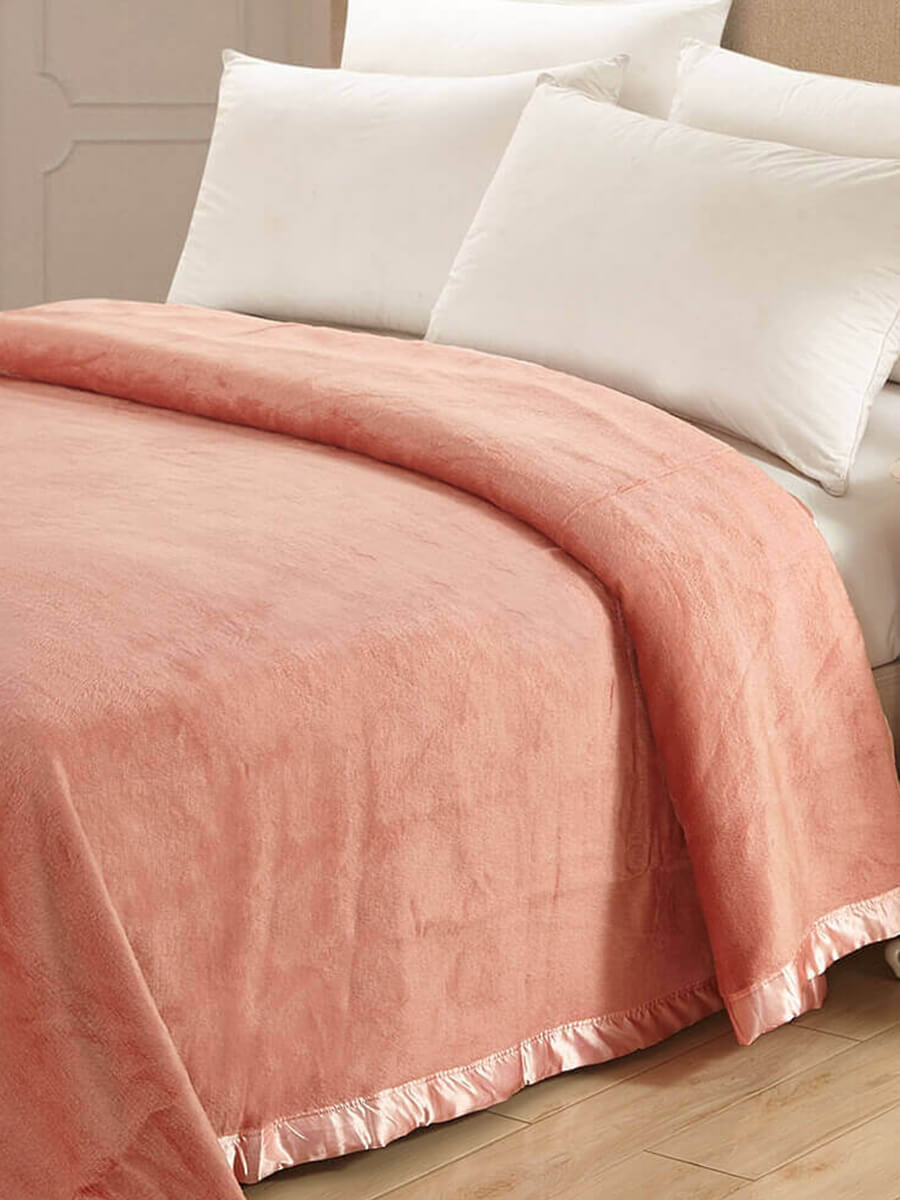 Pink Mulberry Silk Blanket With Silk Charmeuse Boarder