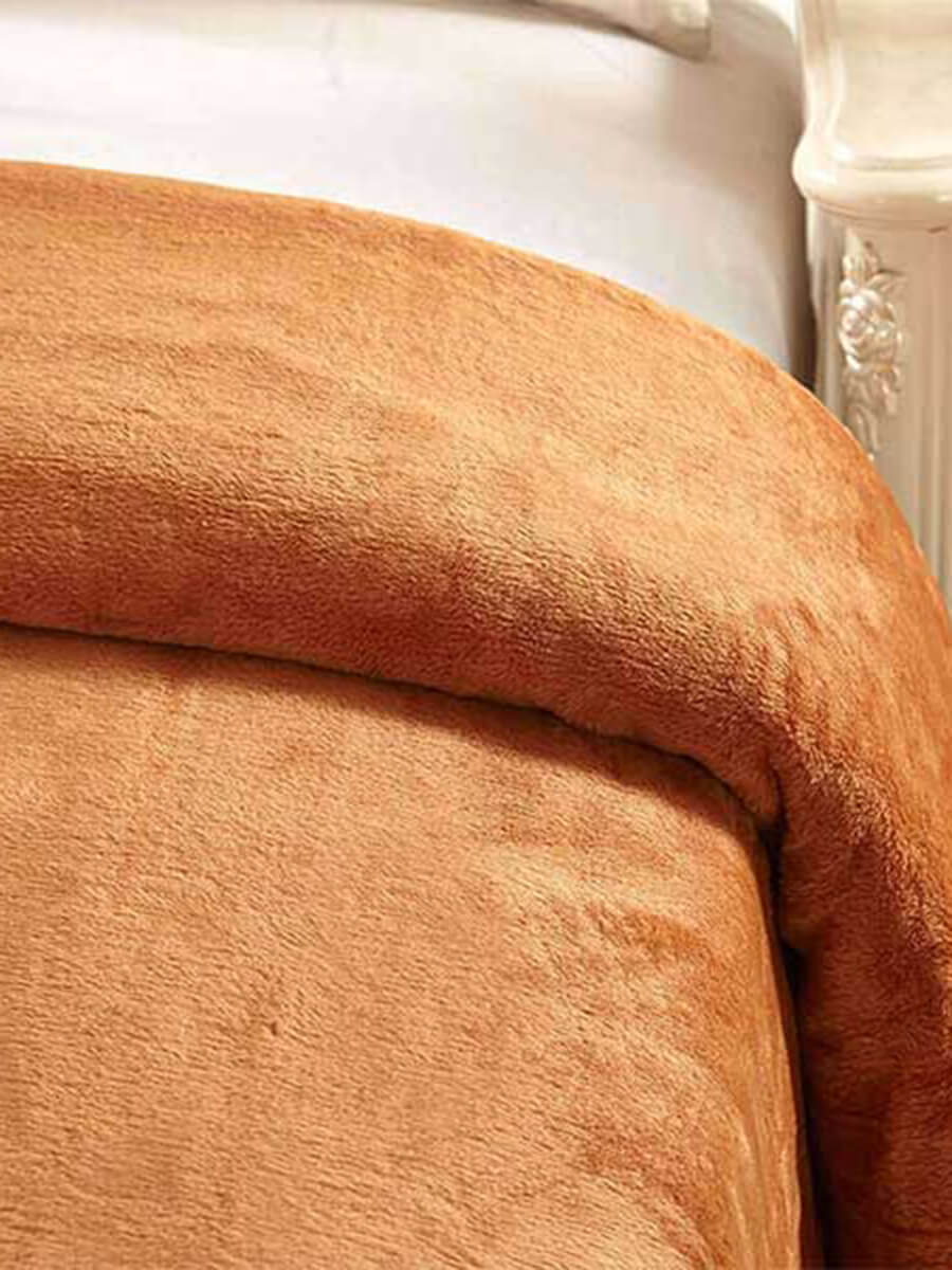 Camel Mulberry Silk Blanket With Silk Charmeuse Boarder